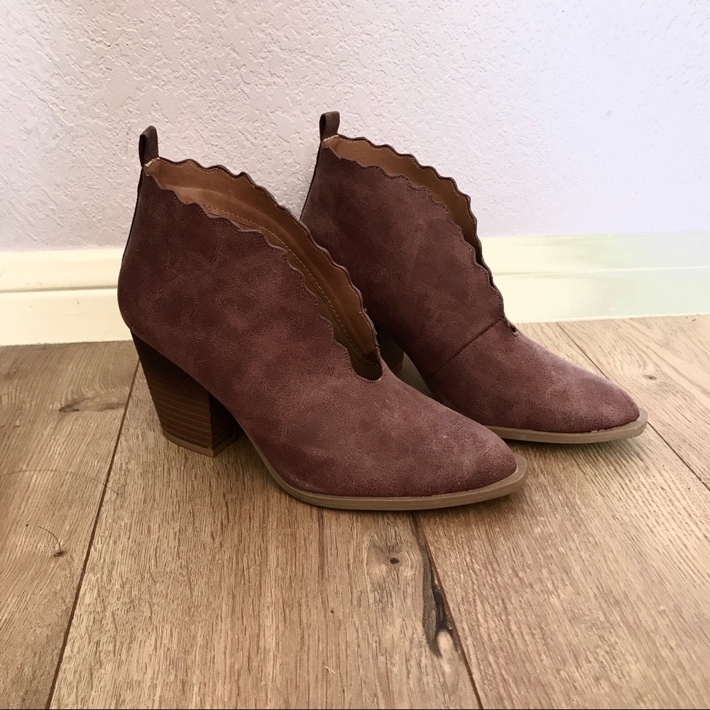 Qupid Scalloped Ankle Booties